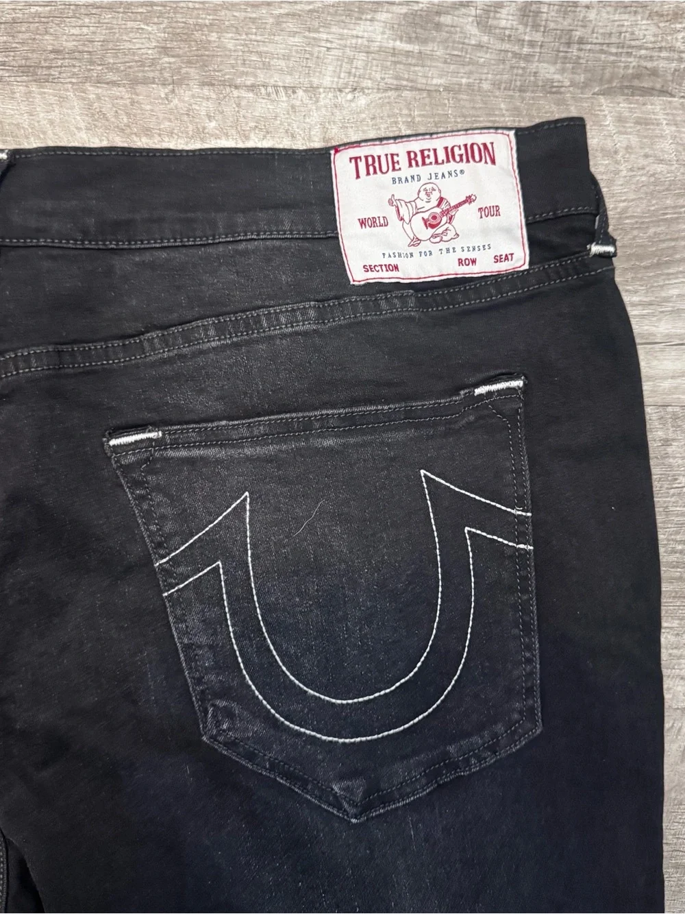 True Religion Rocco Relaxed Skinny Black Wash Denim Jeans Mens Sz. 40